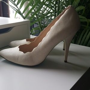 Betsey Johnson "Blue" Ivory glitter wedding heels!